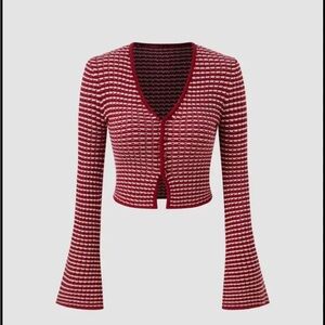 Cider Crimson and White Knit Sweater